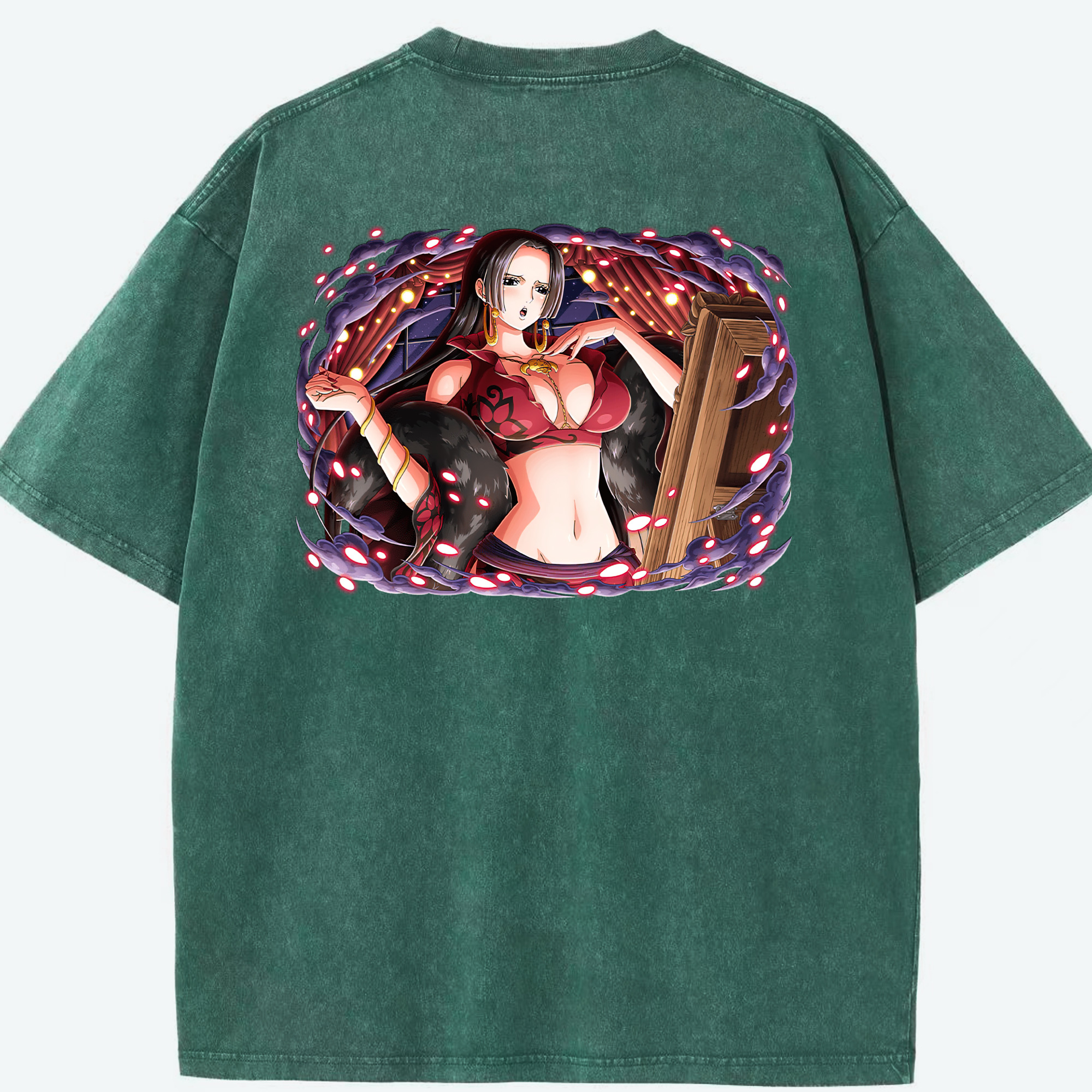 ワンピース ボア・ハンコック ONE PIECE Boa·Hancock 綿100% ヴィンテージ風 半袖Tシャツ（背面プリント）